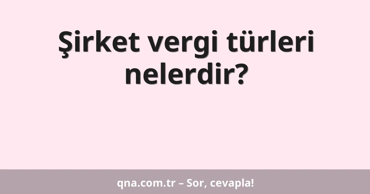 Şirket vergi türleri nelerdir?