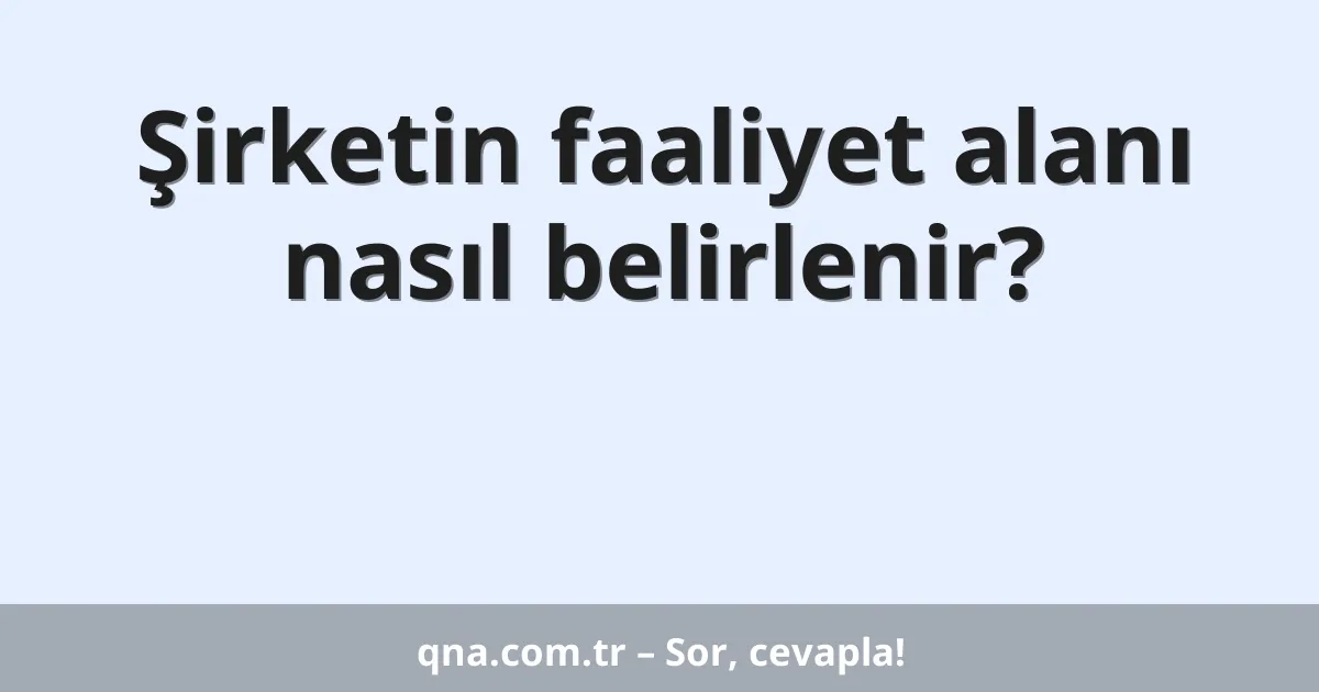 Şirketin faaliyet alanı nasıl belirlenir?
