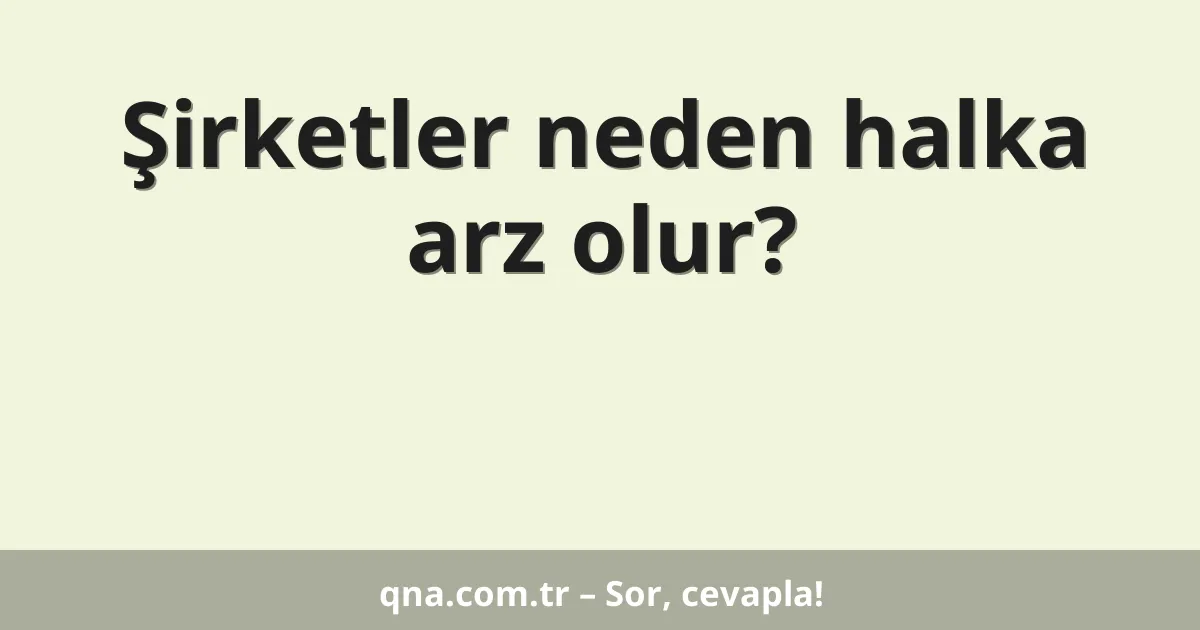 Şirketler neden halka arz olur?