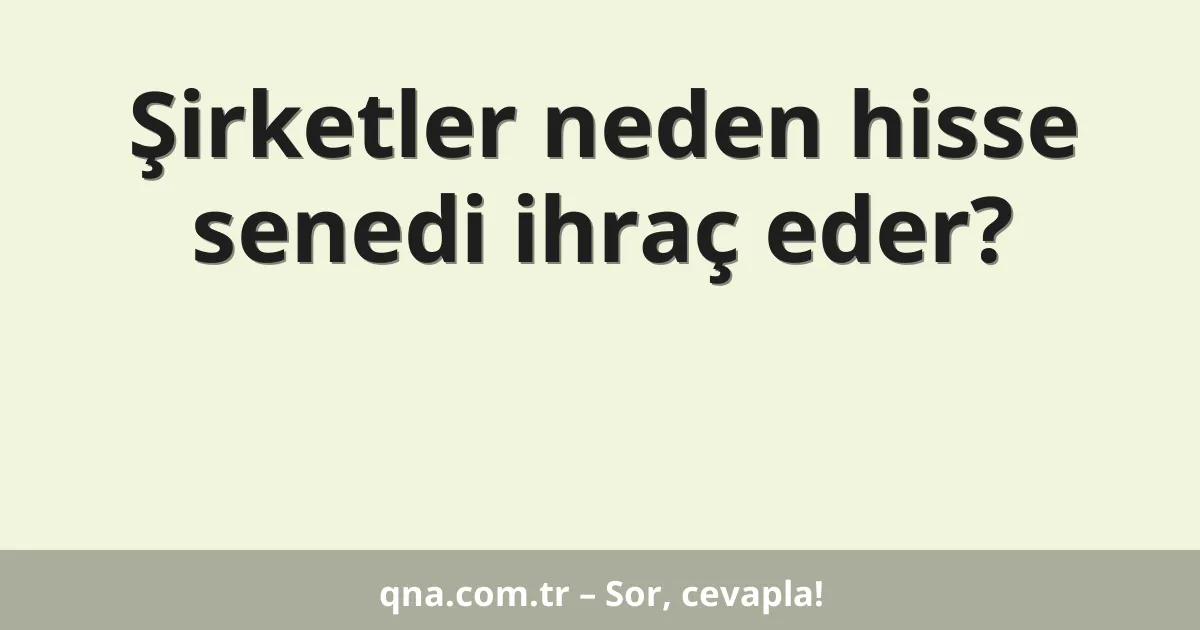 Şirketler neden hisse senedi ihraç eder?