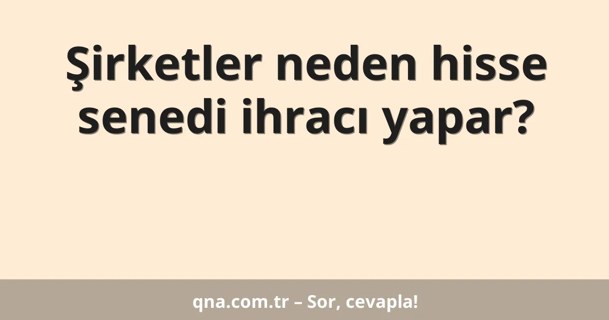 Şirketler neden hisse senedi ihracı yapar?