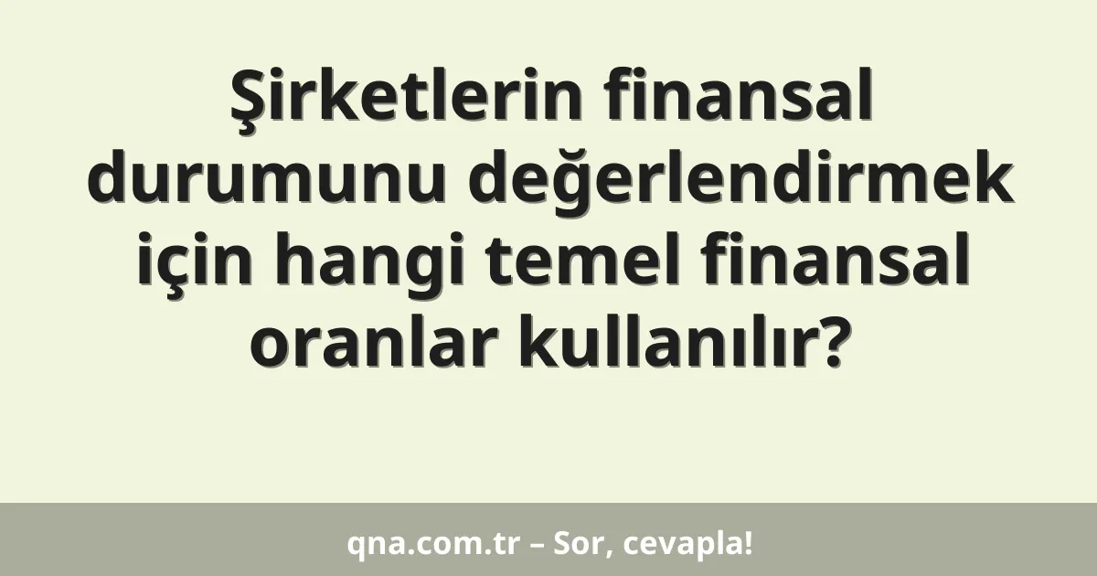 Şirketlerin finansal durumunu değerlendirmek için hangi temel finansal oranlar kullanılır?