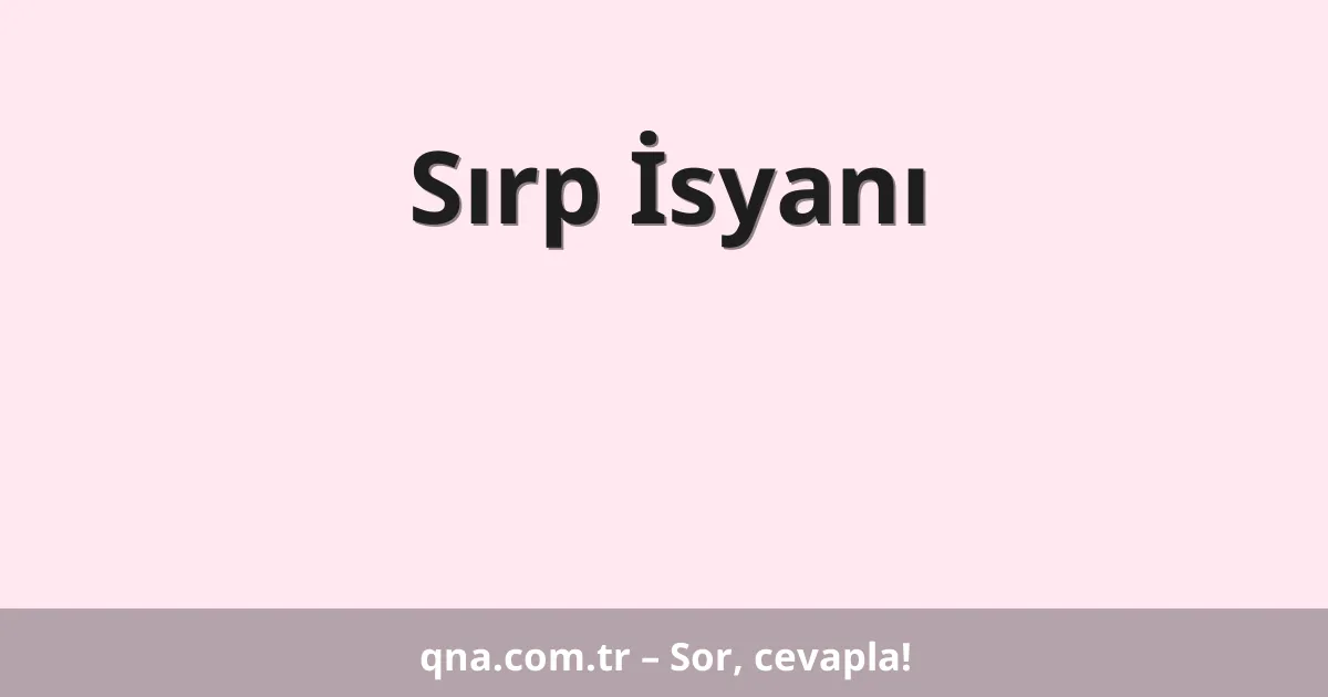 Sırp İsyanı