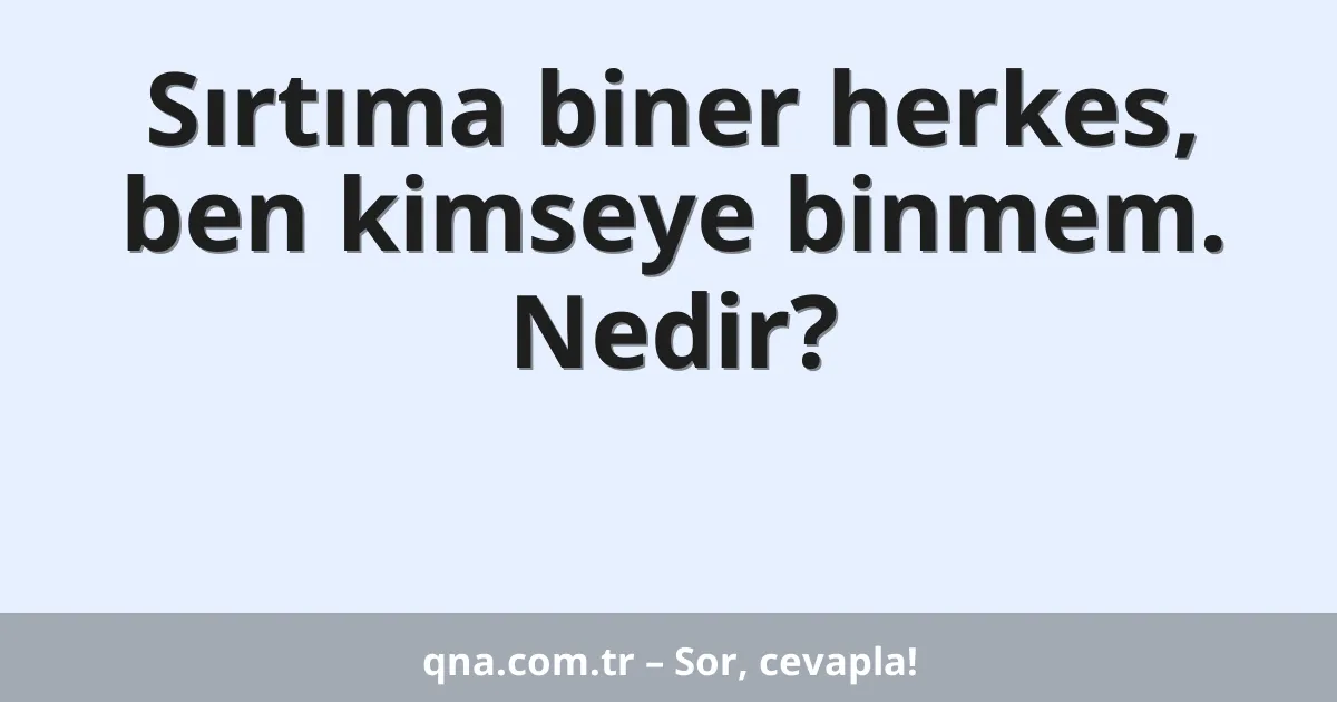Sırtıma biner herkes, ben kimseye binmem. Nedir?