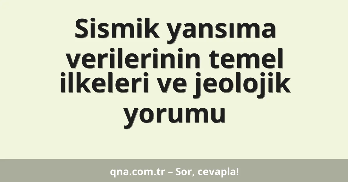 Sismik yansıma verilerinin temel ilkeleri ve jeolojik yorumu