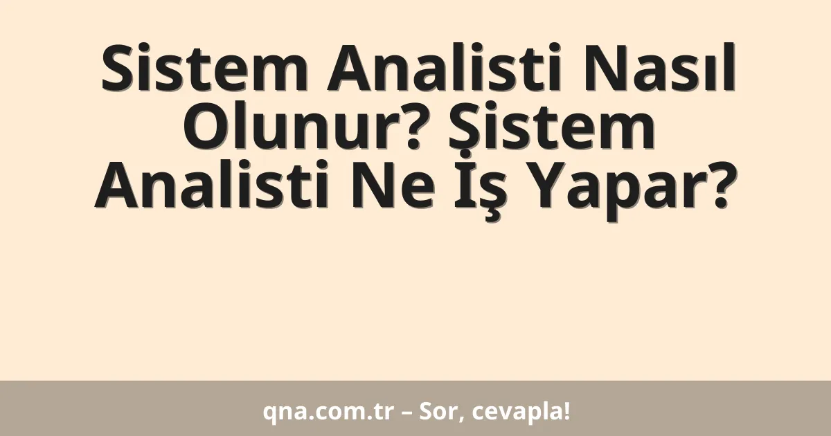 Sistem Analisti Nasıl Olunur? Sistem Analisti Ne İş Yapar?
