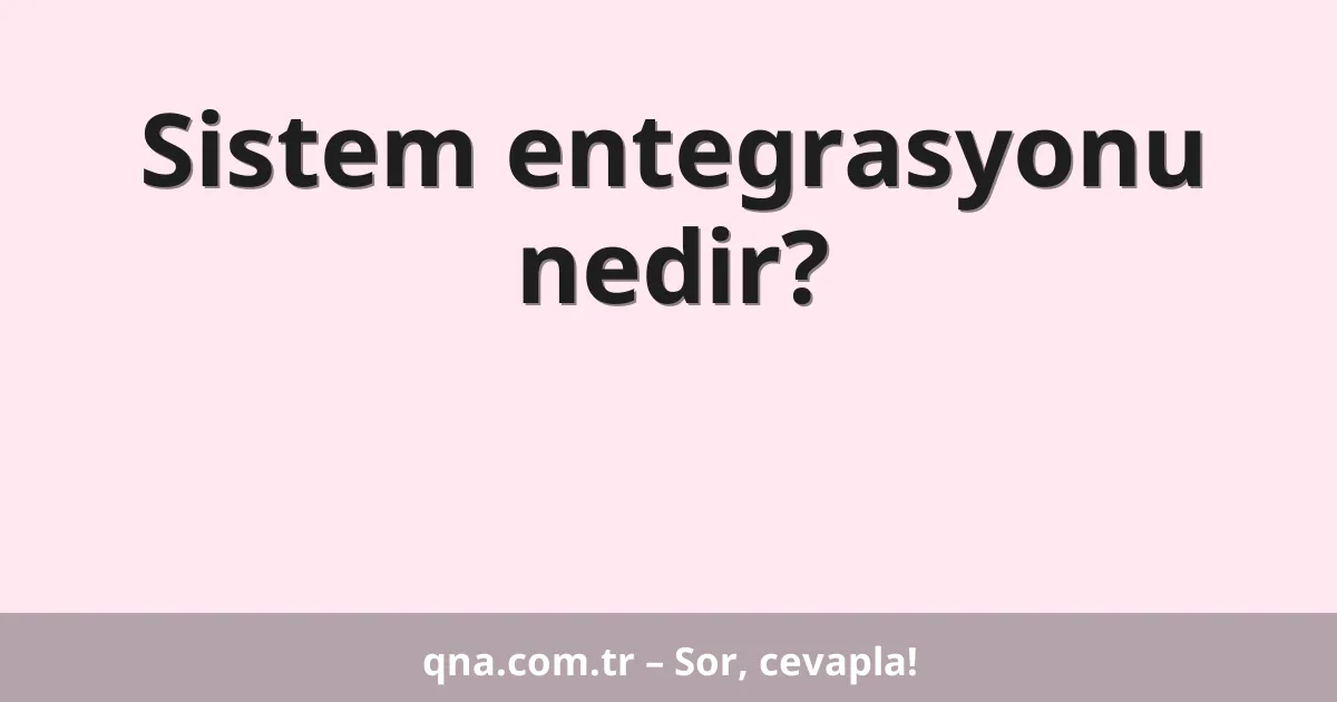 Sistem entegrasyonu nedir?