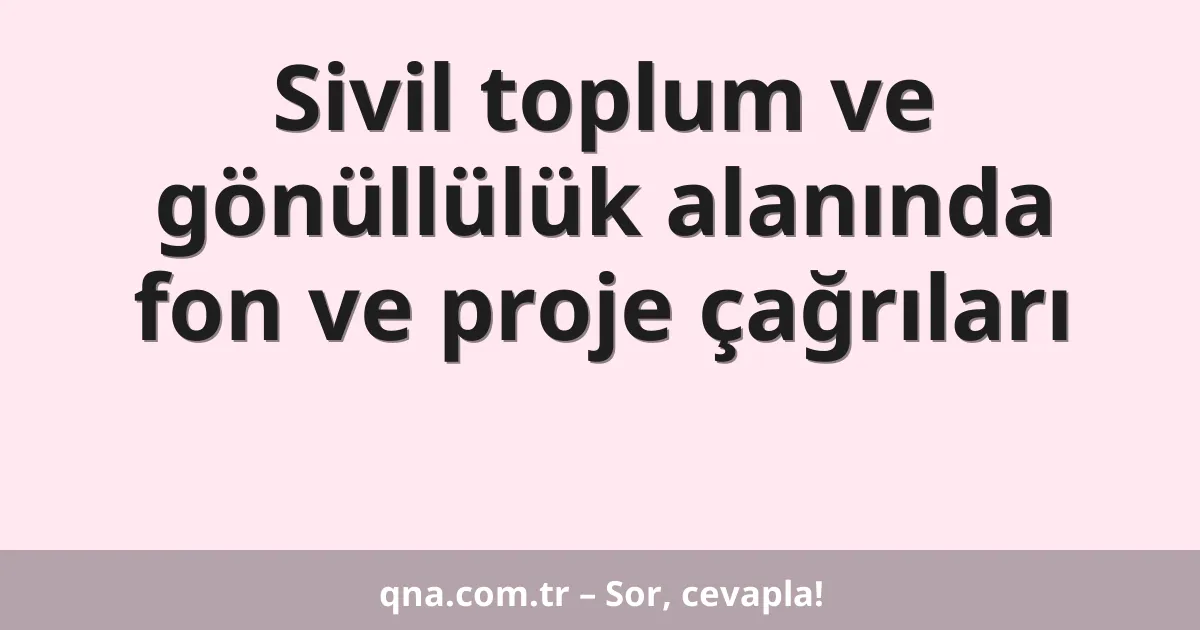Sivil toplum ve gönüllülük alanında fon ve proje çağrıları