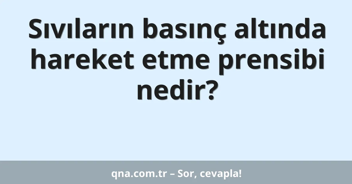 Sıvıların basınç altında hareket etme prensibi nedir?