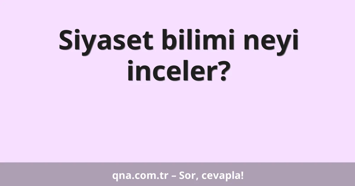 Siyaset bilimi neyi inceler?