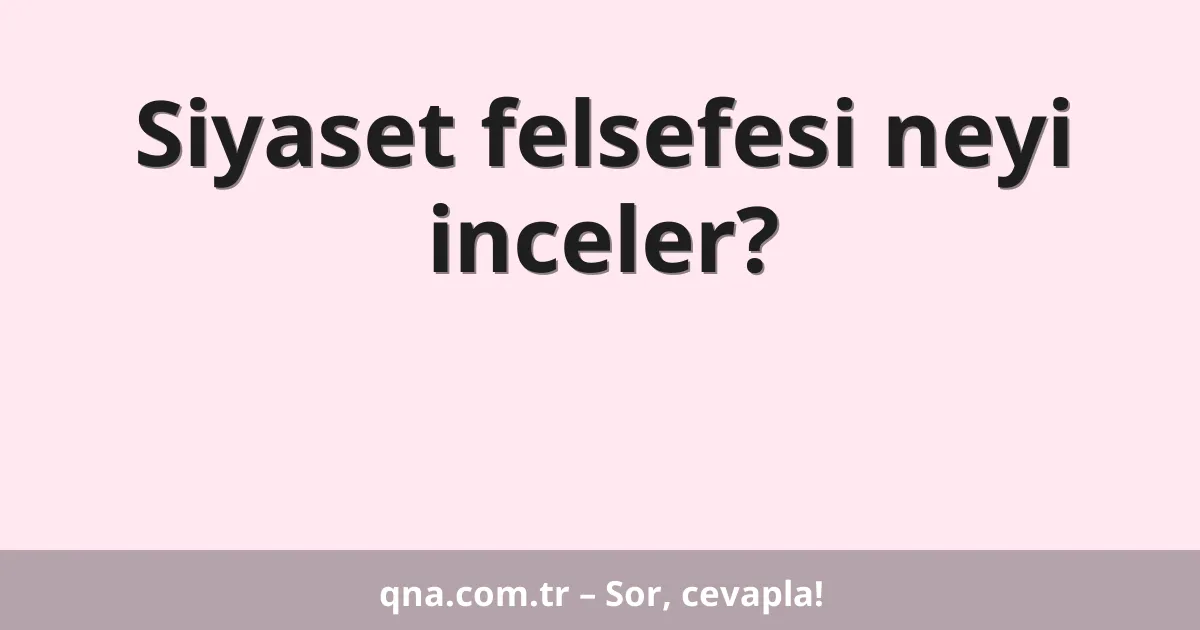 Siyaset felsefesi neyi inceler?
