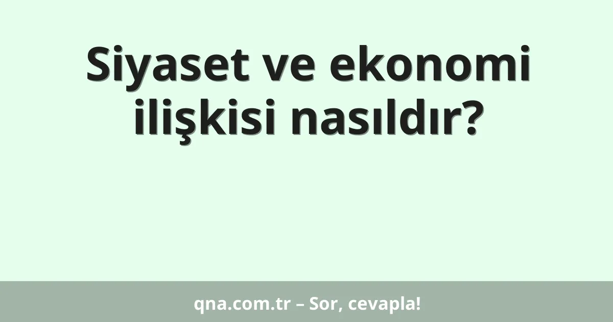 Siyaset ve ekonomi ilişkisi nasıldır?