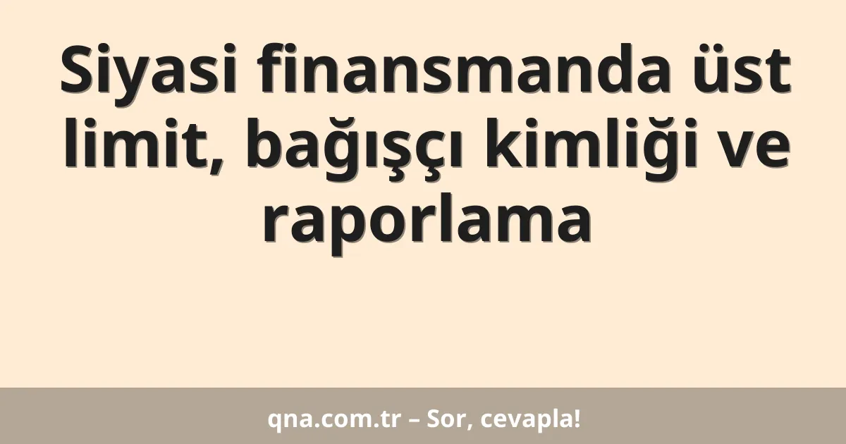Siyasi finansmanda üst limit, bağışçı kimliği ve raporlama