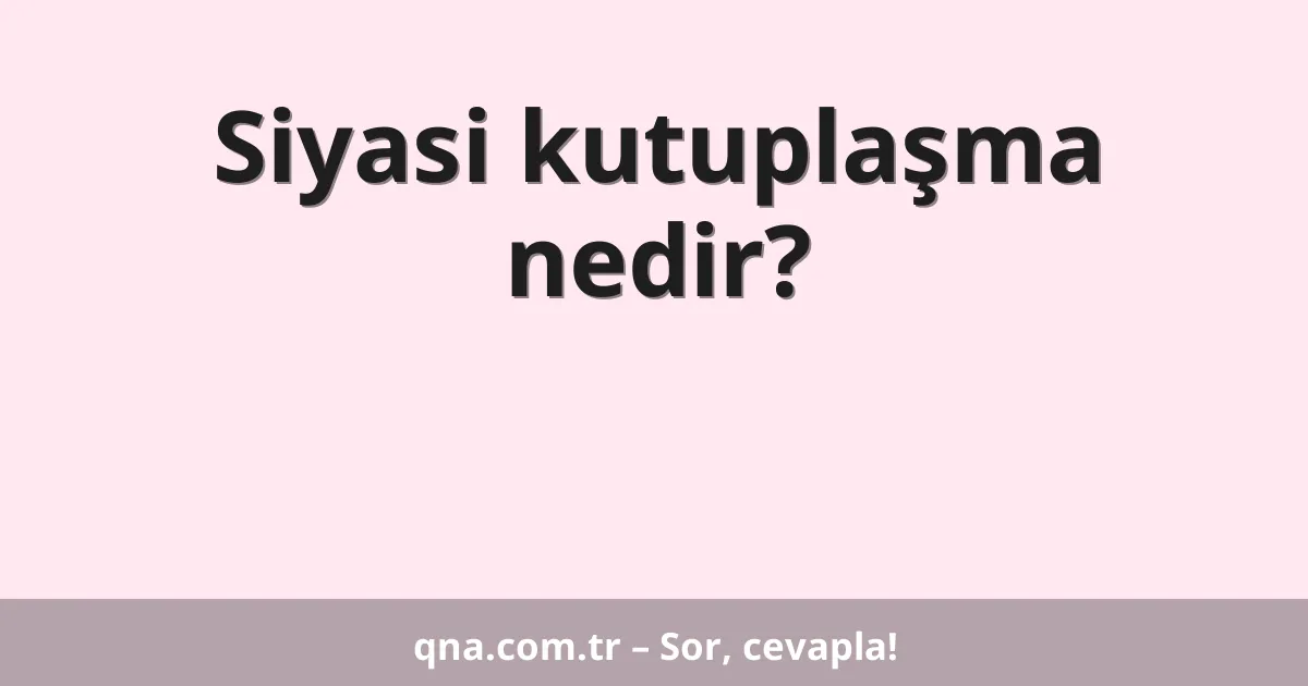 Siyasi kutuplaşma nedir?