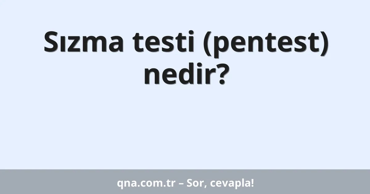 Sızma testi (pentest) nedir?