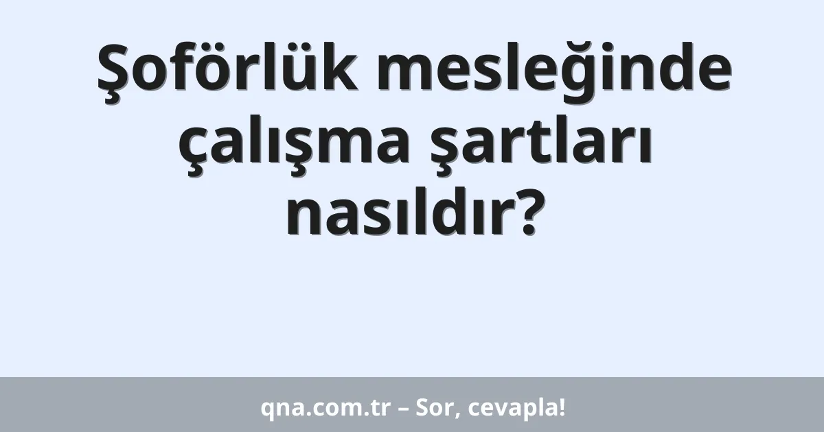 Şoförlük mesleğinde çalışma şartları nasıldır?