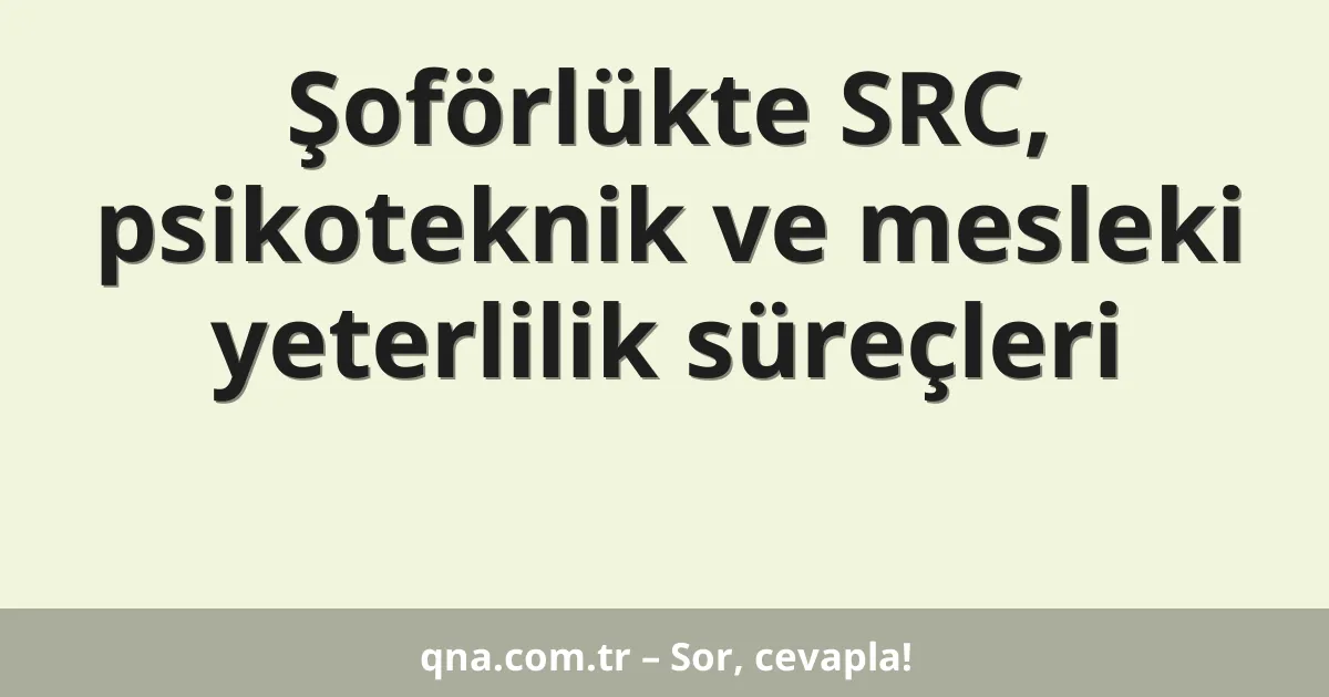 Şoförlükte SRC, psikoteknik ve mesleki yeterlilik süreçleri