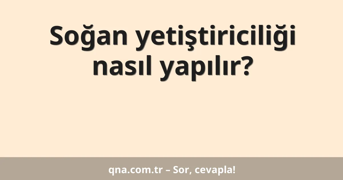 Soğan yetiştiriciliği nasıl yapılır?