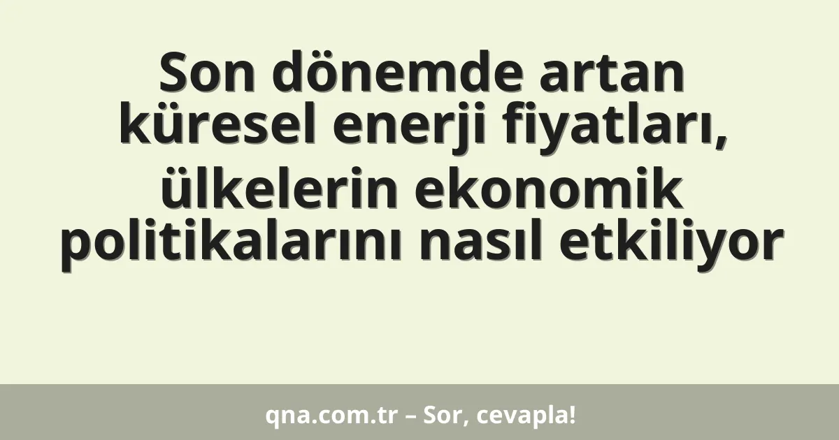Son dönemde artan küresel enerji fiyatları, ülkelerin ekonomik politikalarını nasıl etkiliyor