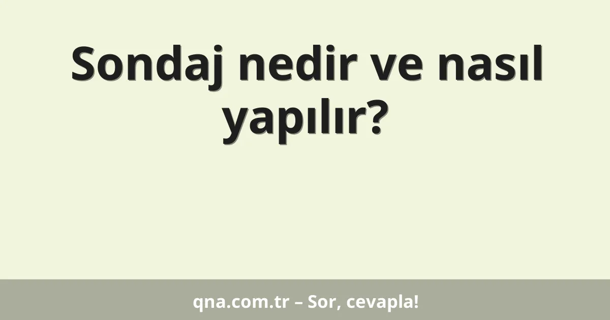 Sondaj nedir ve nasıl yapılır?