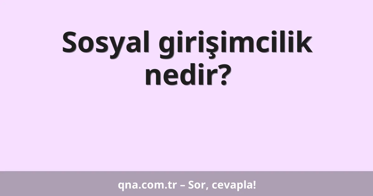 Sosyal girişimcilik nedir?