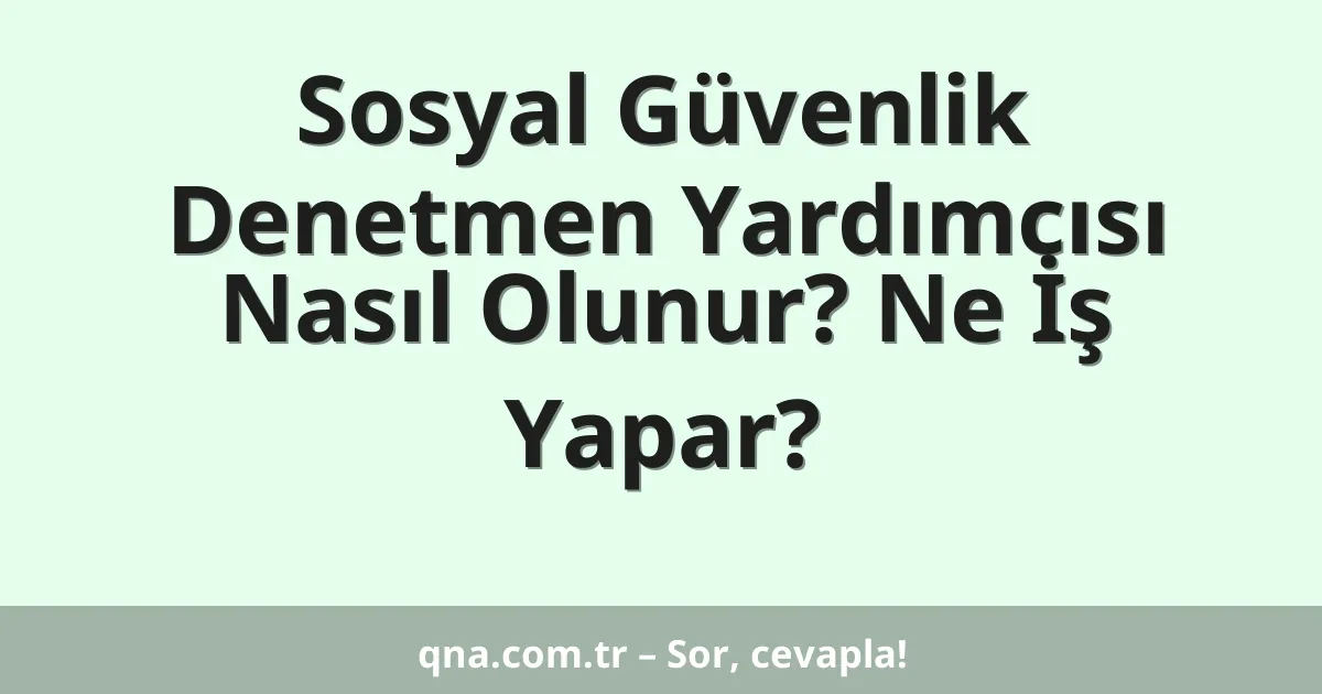 Sosyal Güvenlik Denetmen Yardımcısı Nasıl Olunur? Ne İş Yapar?