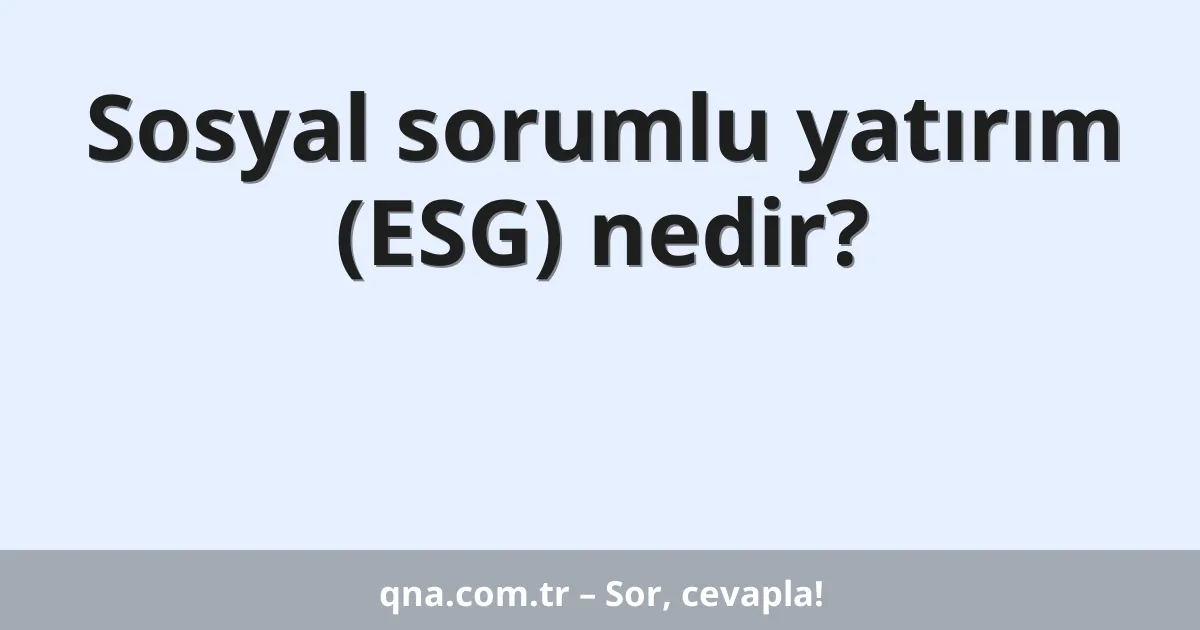 Sosyal sorumlu yatırım (ESG) nedir?