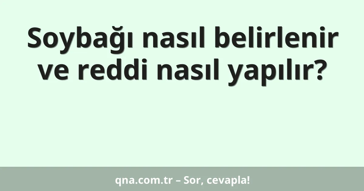 Soybağı nasıl belirlenir ve reddi nasıl yapılır?