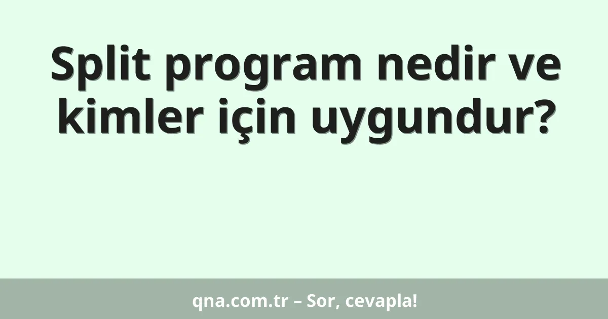 Split program nedir ve kimler için uygundur?