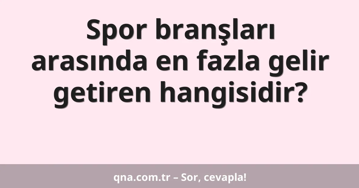 Spor branşları arasında en fazla gelir getiren hangisidir?