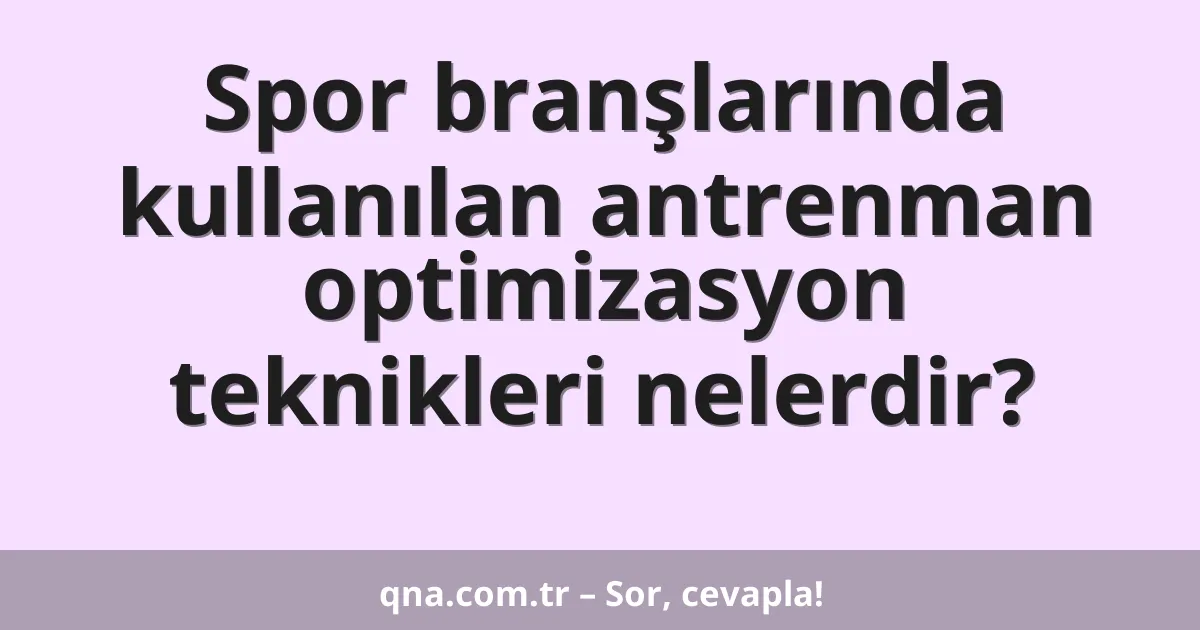 Spor branşlarında kullanılan antrenman optimizasyon teknikleri nelerdir?