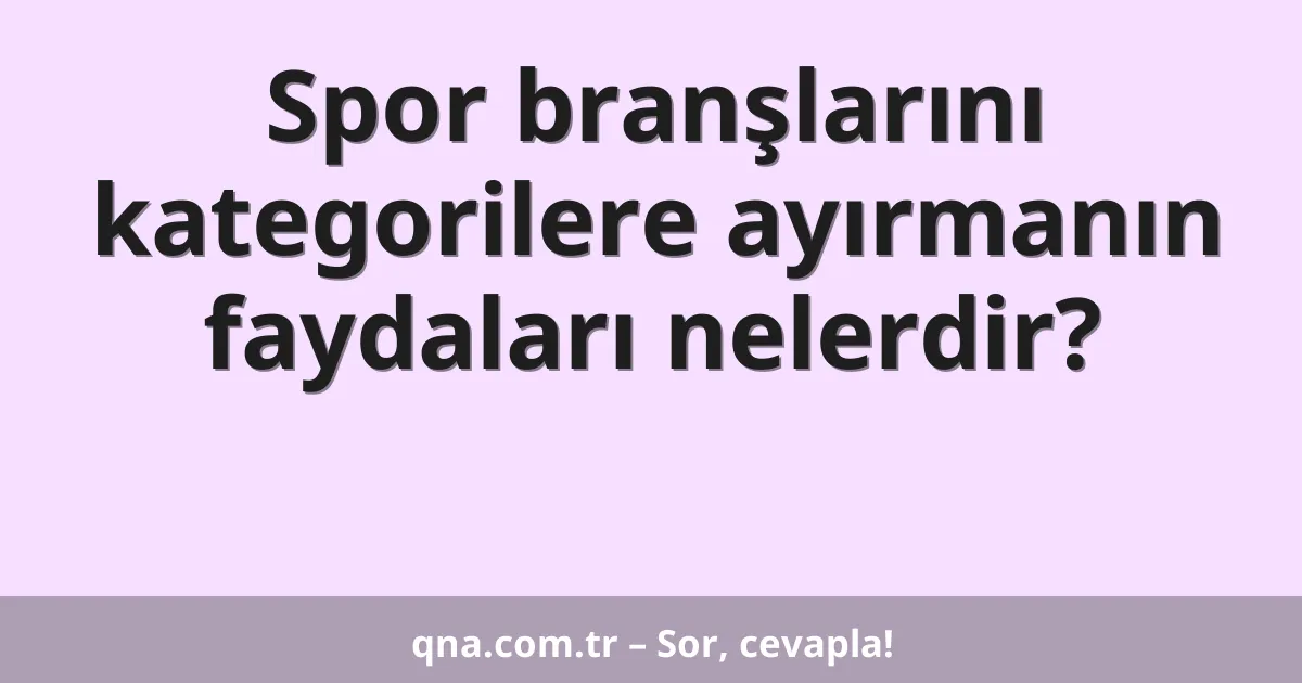Spor branşlarını kategorilere ayırmanın faydaları nelerdir?