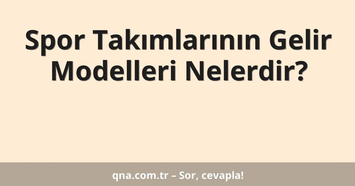 Spor Takımlarının Gelir Modelleri Nelerdir?