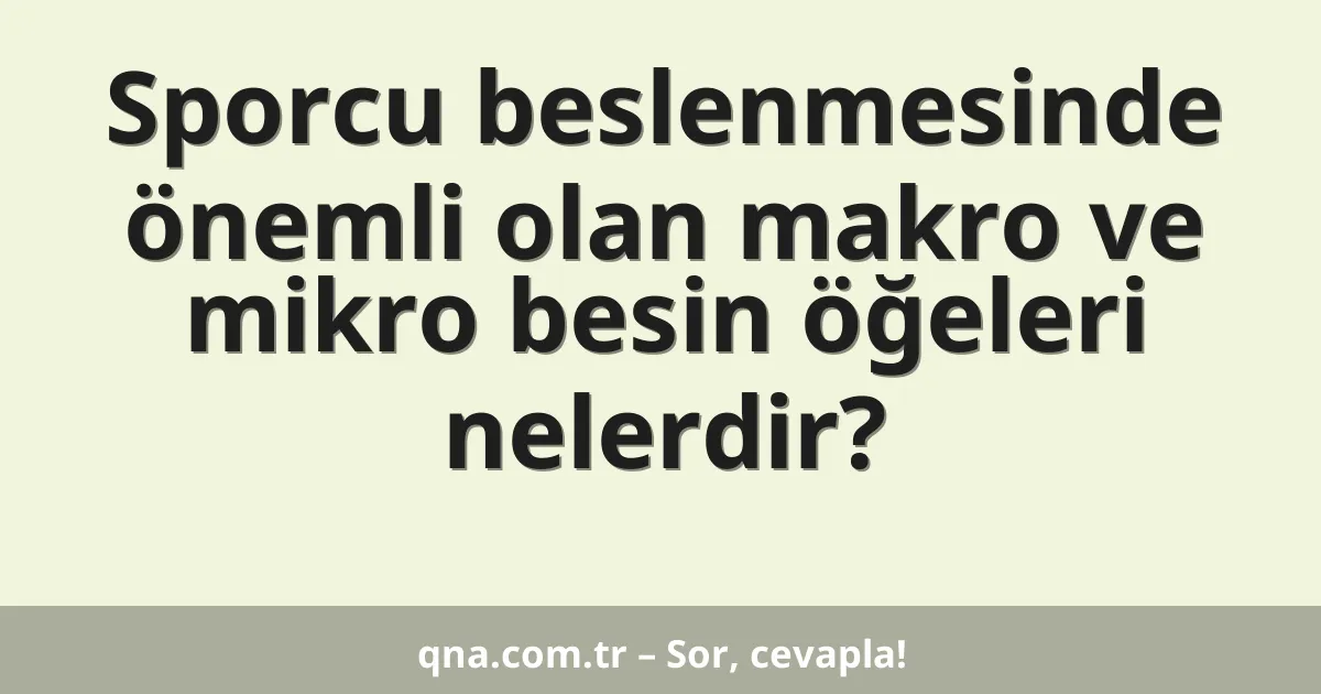 Sporcu beslenmesinde önemli olan makro ve mikro besin öğeleri nelerdir?