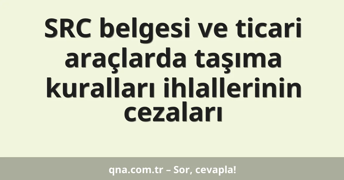 SRC belgesi ve ticari araçlarda taşıma kuralları ihlallerinin cezaları