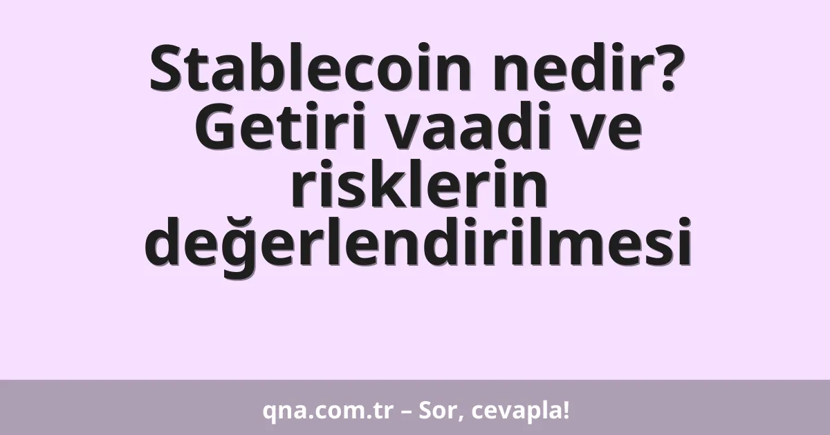Stablecoin nedir? Getiri vaadi ve risklerin değerlendirilmesi