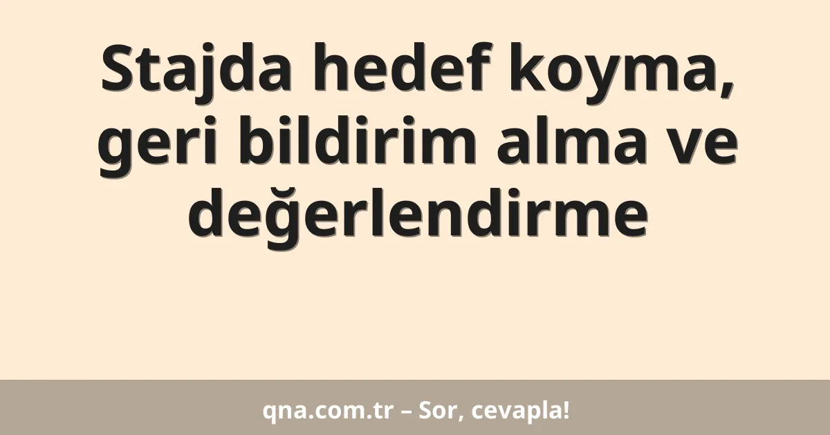 Stajda hedef koyma, geri bildirim alma ve değerlendirme