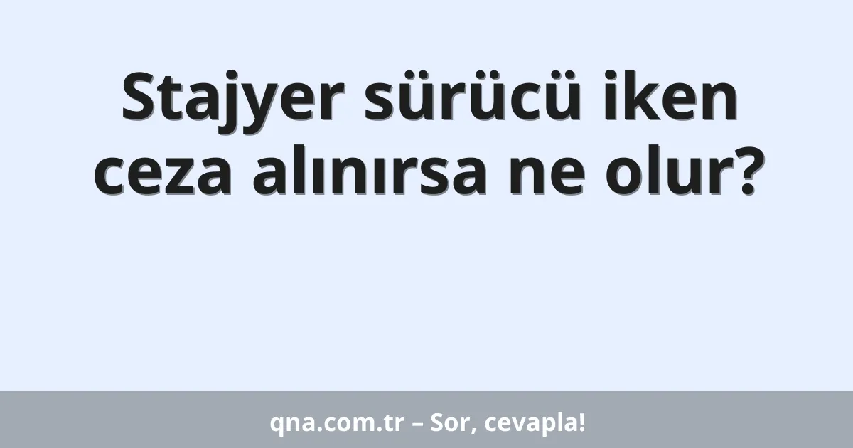 Stajyer sürücü iken ceza alınırsa ne olur?