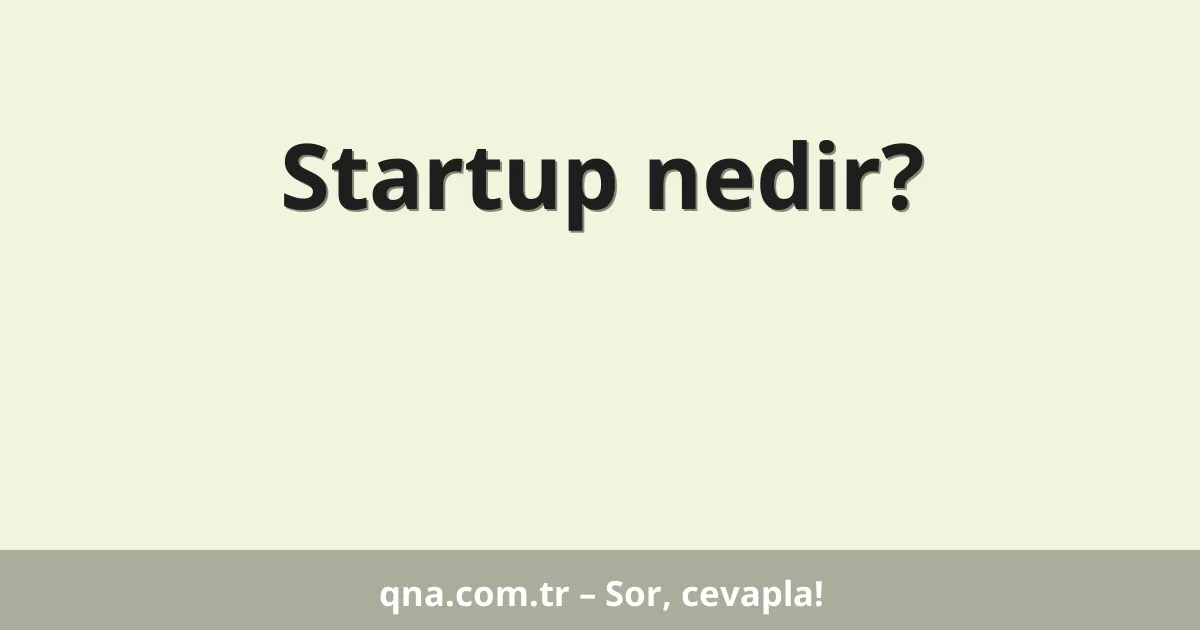 Startup nedir?