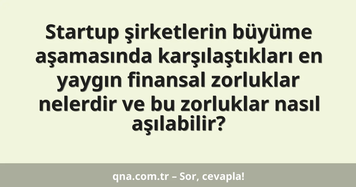 Startup şirketlerin büyüme aşamasında karşılaştıkları en yaygın finansal zorluklar nelerdir ve bu zorluklar nasıl aşılabilir?