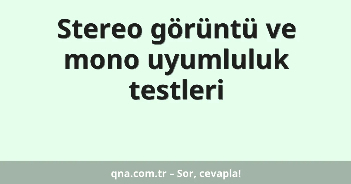 Stereo görüntü ve mono uyumluluk testleri