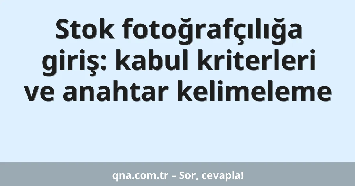 Stok fotoğrafçılığa giriş: kabul kriterleri ve anahtar kelimeleme
