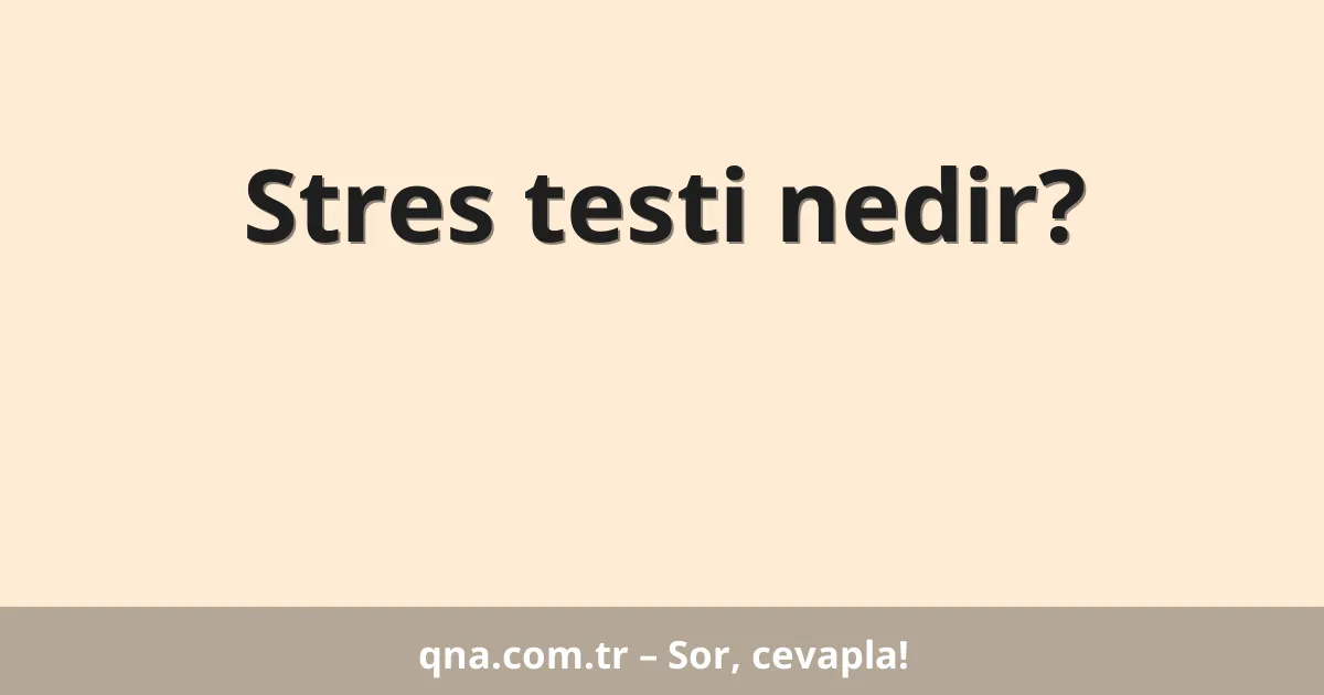 Stres testi nedir?