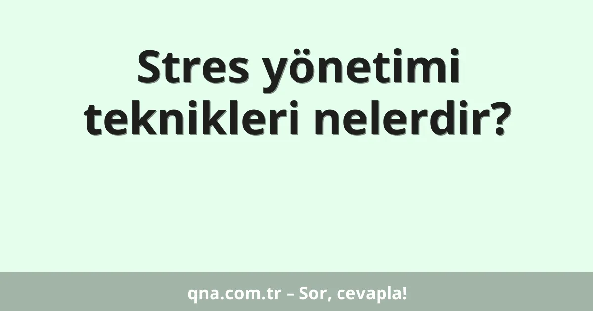 Stres yönetimi teknikleri nelerdir?