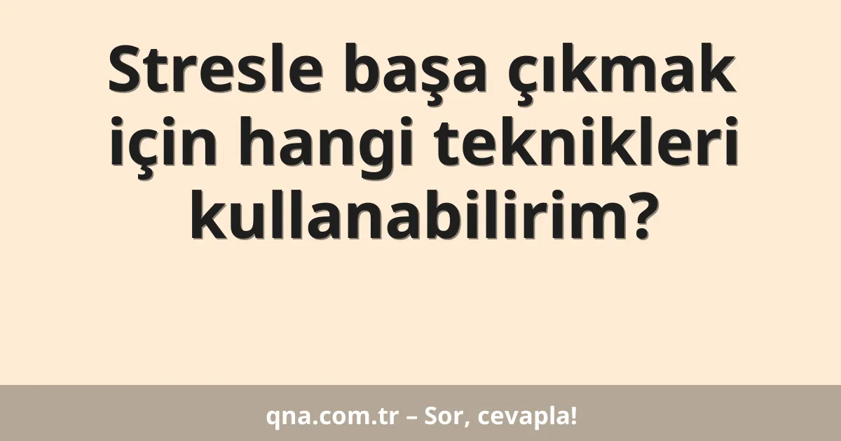 Stresle başa çıkmak için hangi teknikleri kullanabilirim?