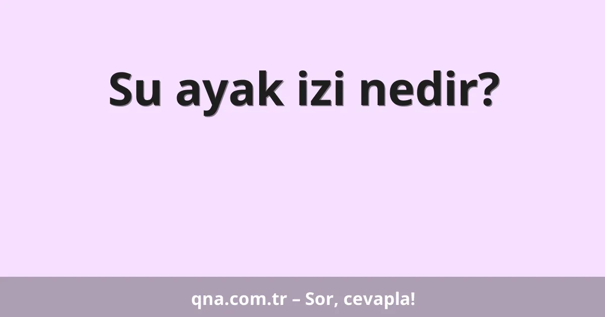 Su ayak izi nedir?