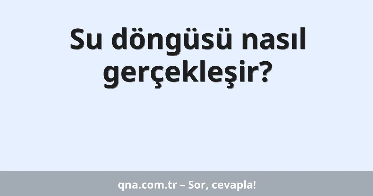 Su döngüsü nasıl gerçekleşir?
