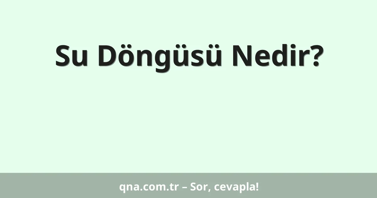Su Döngüsü Nedir?
