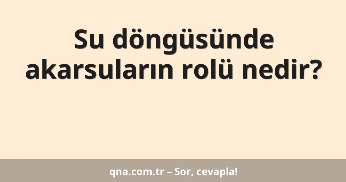 Su döngüsünde akarsuların rolü nedir?