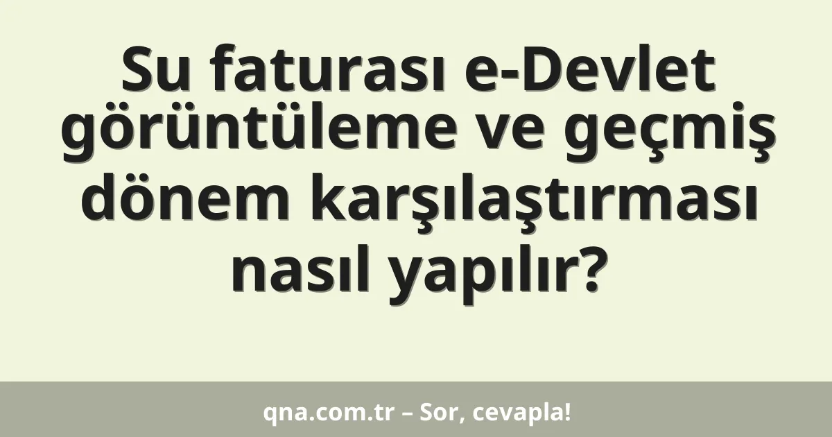 Su faturası e-Devlet görüntüleme ve geçmiş dönem karşılaştırması nasıl yapılır?